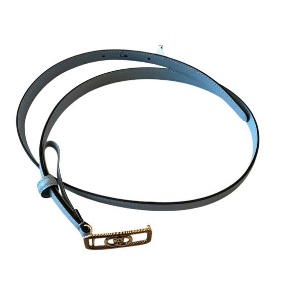 GUCCI Women's Thin Belt w/ Interlocking G Buckle Light Blue Leather SZ 95cm NEW - Picture 13 of 16